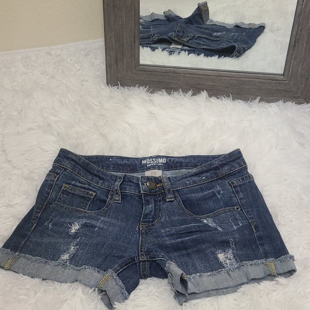 Mossimo Blue Jean Ripped Shorts